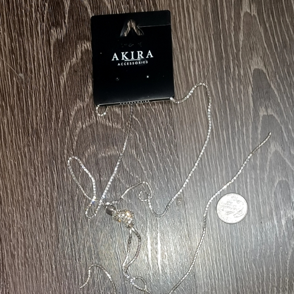 NWT Akira Sparkly Rhinostone Long Necklace with A Knot Detail - Picture 13 of 13